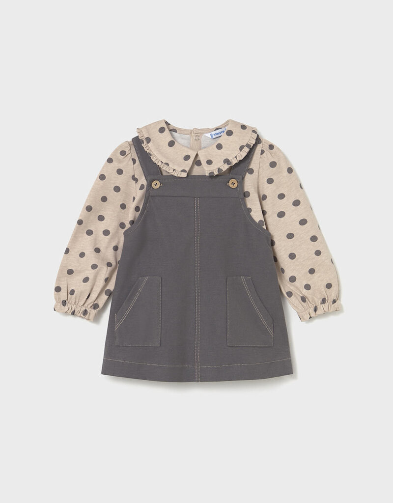 Mayoral Brown Overall Dress Top Set