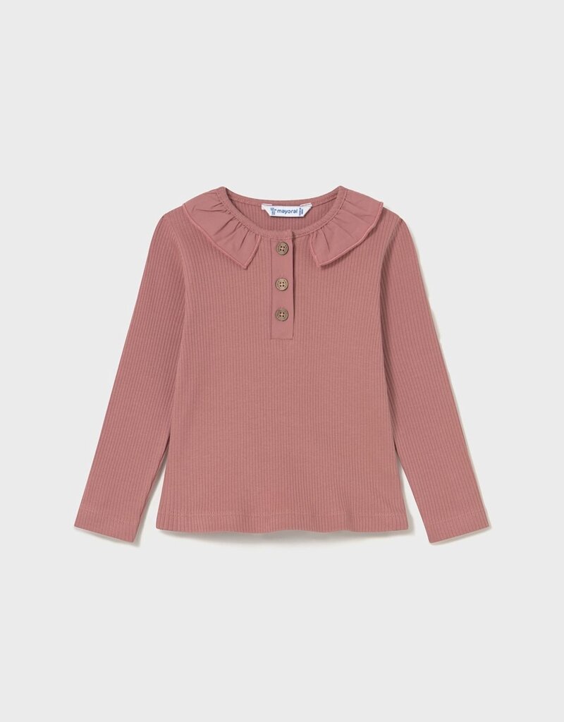 Mayoral L/S Ruffle Polo Terracotta