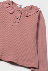Mayoral L/S Ruffle Polo Terracotta