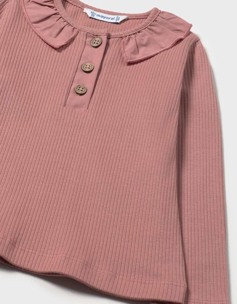 Mayoral L/S Ruffle Polo Terracotta