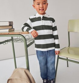 Mayoral SALE L/S Stripe Polo Olive