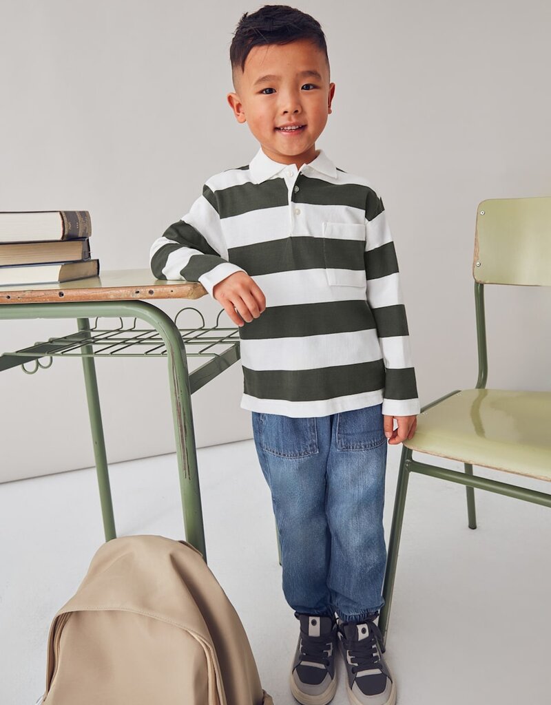 Mayoral L/S Stripe Polo Olive