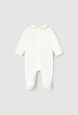 Mayoral Cream Velour Collared Footie w/Hearts