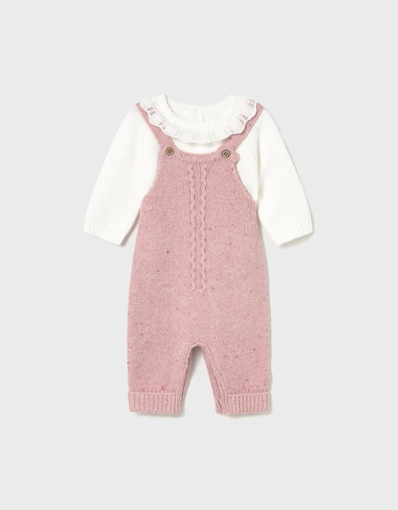 Mayoral Knit Rose Overall Set