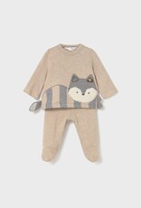 Mayoral Tan 2pc Knit Pant Set w/Raccoon Applique