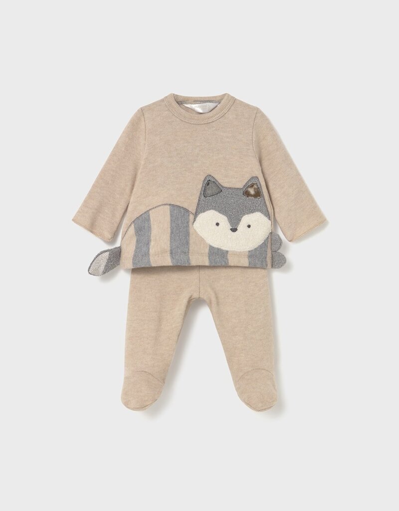 Mayoral Tan 2pc Knit Pant Set w/Raccoon Applique