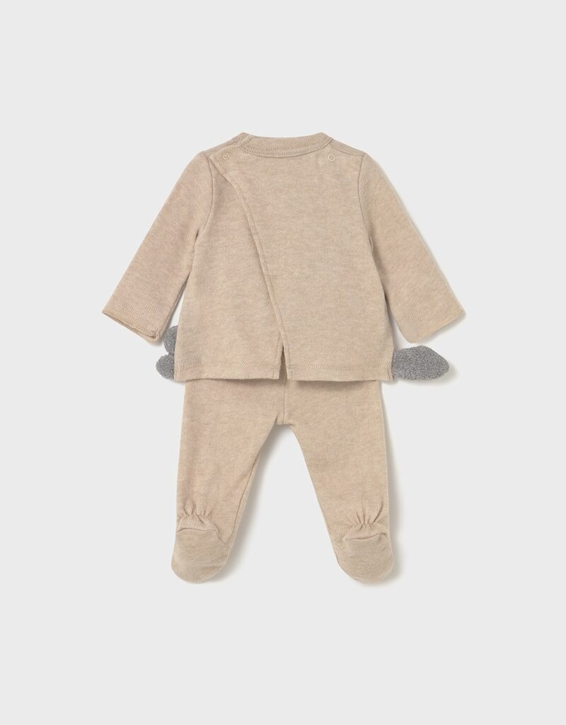 Mayoral Tan 2pc Knit Pant Set w/Raccoon Applique