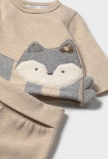 Mayoral Tan 2pc Knit Pant Set w/Raccoon Applique