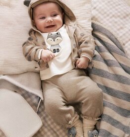 Mayoral Tan 3pc Pant Set Raccoon Print