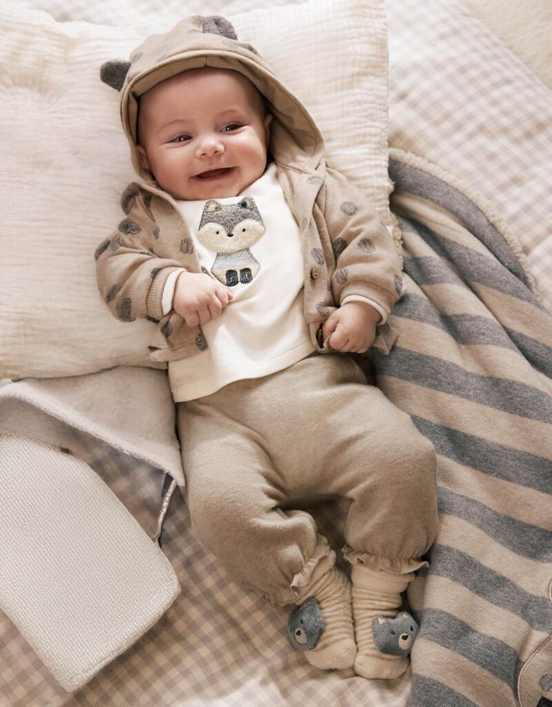 Mayoral Tan 3pc Pant Set Raccoon Print