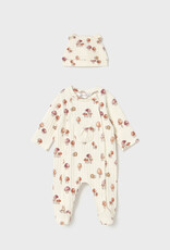 Mayoral Cream Footie Mushroom Print w/Hat