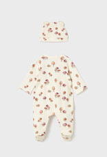 Mayoral Cream Footie Mushroom Print w/Hat
