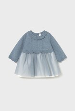 Mayoral Dusty Blue Tricot Tulle dress