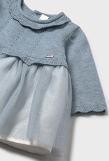 Mayoral Dusty Blue Tricot Tulle dress