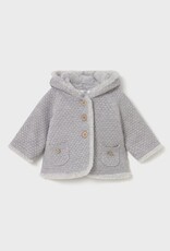 Mayoral Pompon Hooded Cardigan Grey