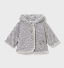 Mayoral Pompon Hooded Cardigan Grey