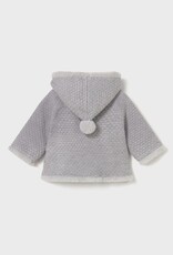 Mayoral Pompon Hooded Cardigan Grey