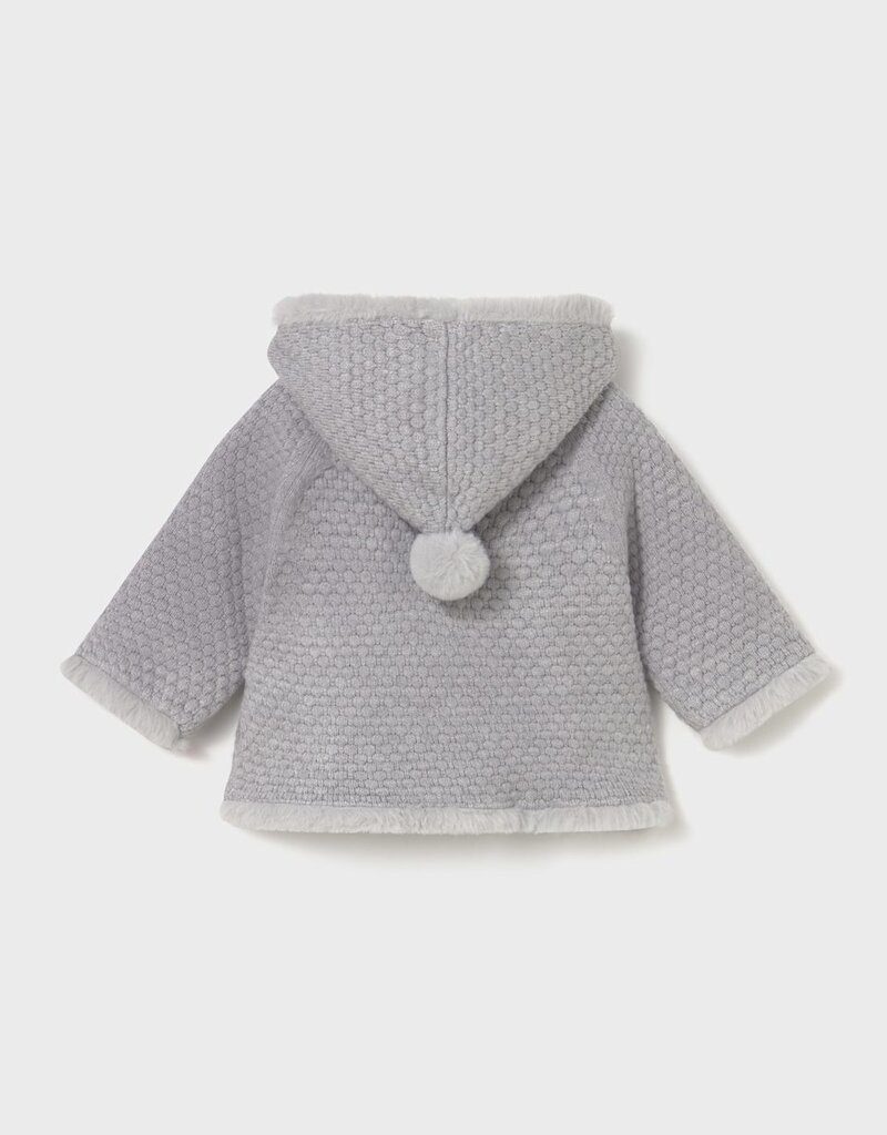 Mayoral Pompon Hooded Cardigan Grey
