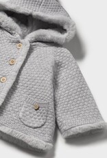Mayoral Pompon Hooded Cardigan Grey