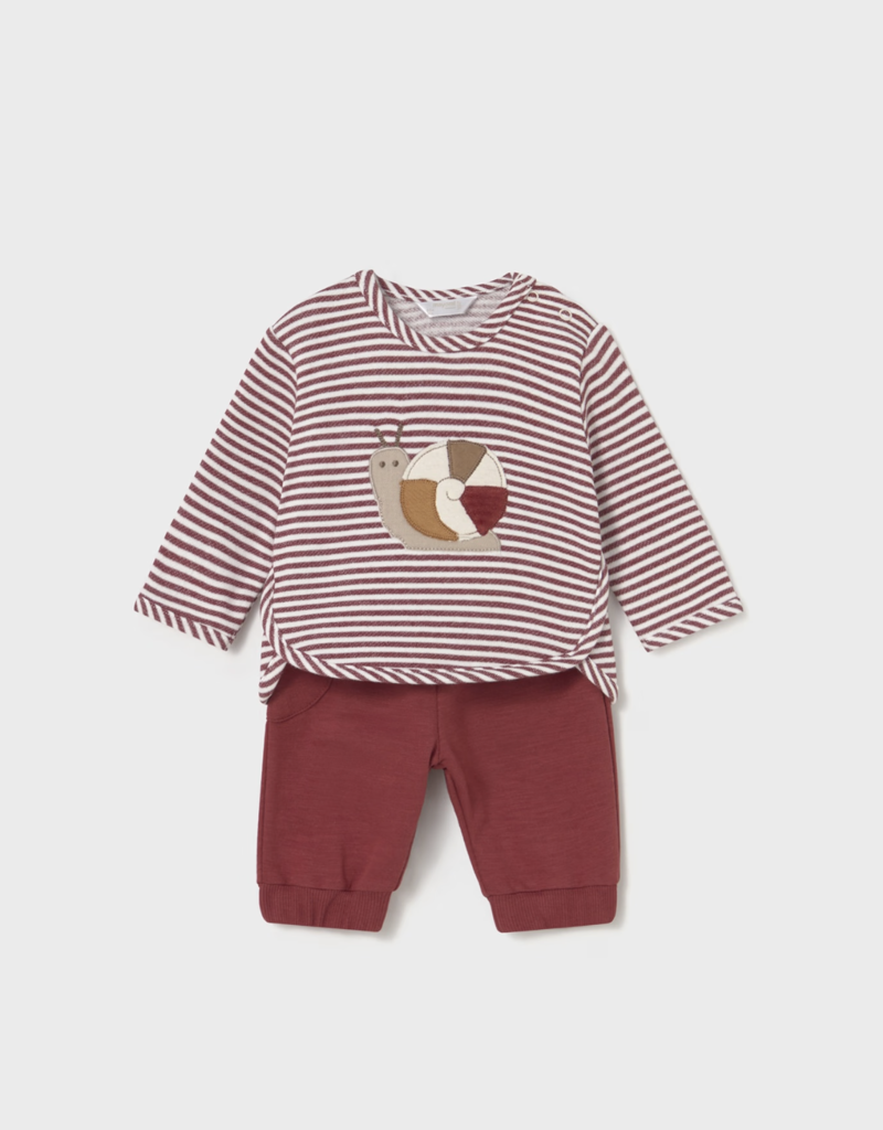 Mayoral Amber Stripe Tee/Pant Set Snail Emb