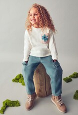 Mayoral L/S Cream Tee w/Flower Applique