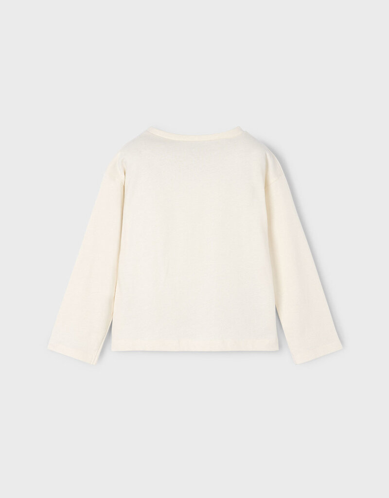 Mayoral L/S Cream Tee w/Flower Applique