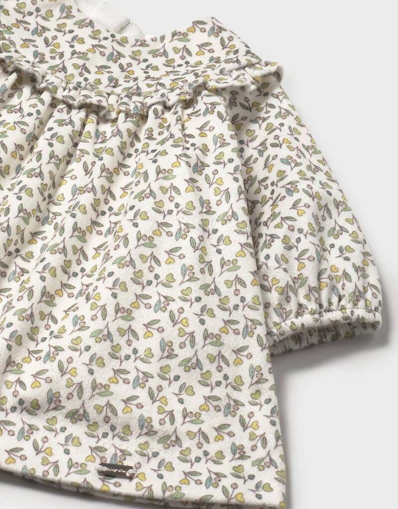 Mayoral Olive Printed Velvet Dress