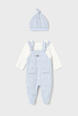 Mayoral Sky Blue Overall 3pc Set Bunnies