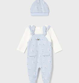 Mayoral Overall 3pc Set Bunnies Sky Blue