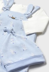 Mayoral Sky Blue Overall 3pc Set Bunnies