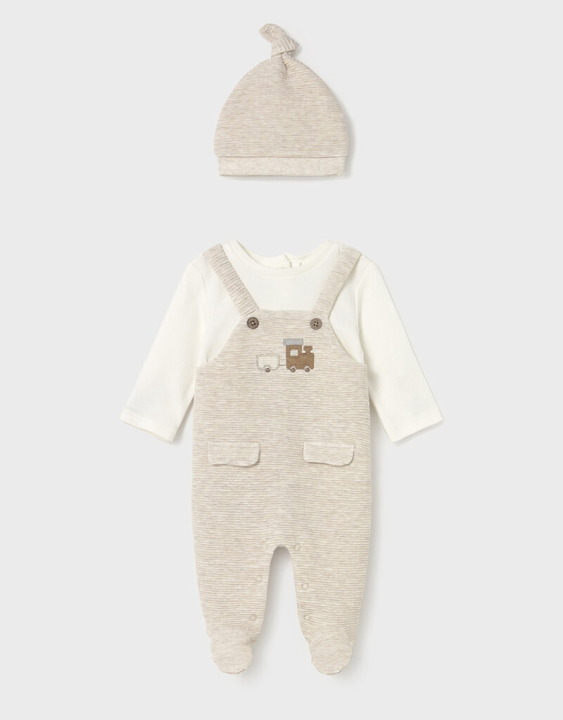 Mayoral Tan Overall 3pc Set Trains
