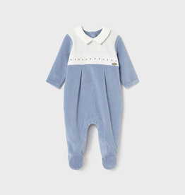 Mayoral SALE Velour Cloud Blue Footie