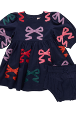 Pink Chicken baby girls brooke dress set - multi bow applique