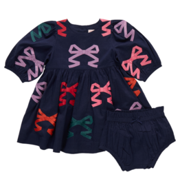 Pink Chicken SALE baby girls brooke dress set - multi bow applique