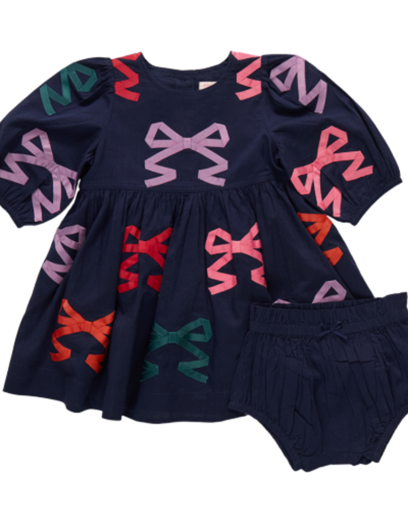 Pink Chicken baby girls brooke dress set - multi bow applique
