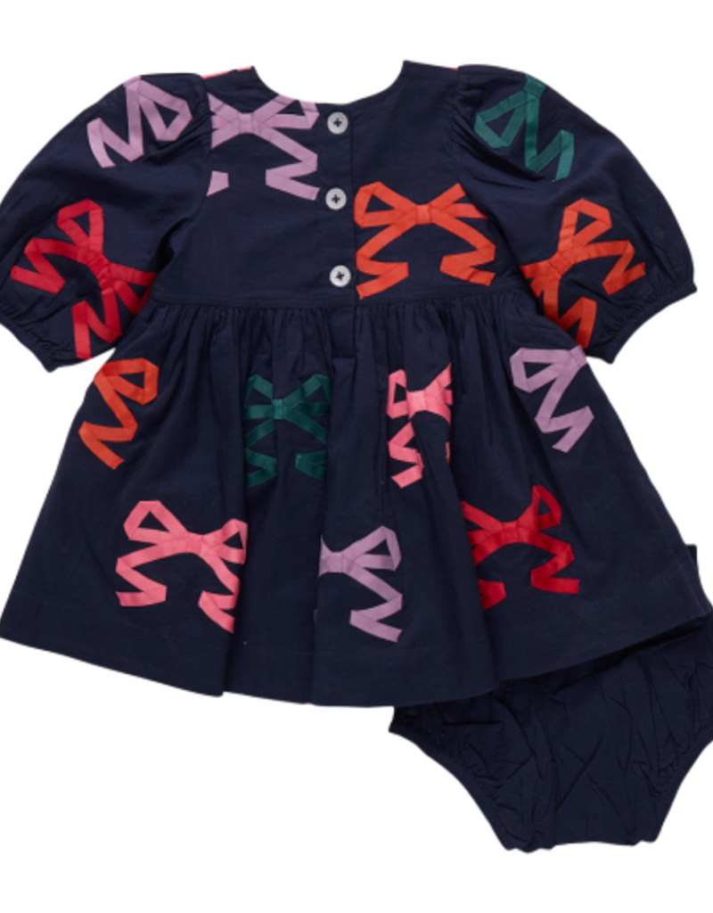 Pink Chicken baby girls brooke dress set - multi bow applique