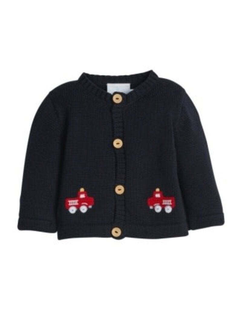 Little English Crochet Cardigan Fire Truck