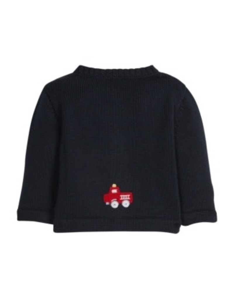 Little English Crochet Cardigan Fire Truck