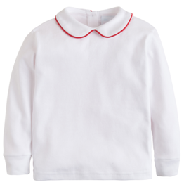 Little English Piped Peter Pan Shirt Red