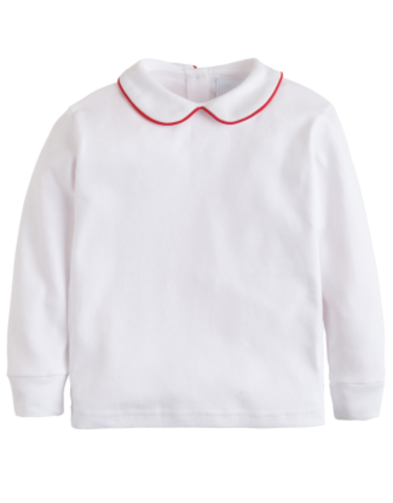Little English Piped Peter Pan Shirt Red
