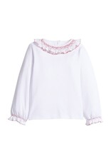 Little English Smocked Madeline Blouse White w/Red