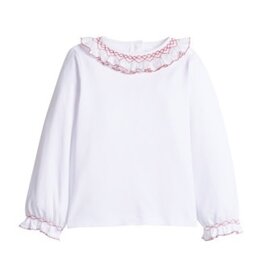 Little English Smocked Madeline Blouse White w/Red