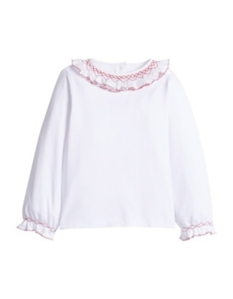 Little English Smocked Madeline Blouse White w/Red