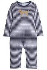 Little English Applique Romper Lab Navy Stripe