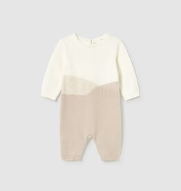 Mayoral Tricot Tan/Cream Romper