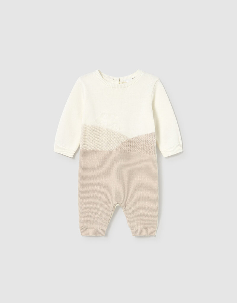 Mayoral Tricot Tan/Cream Romper
