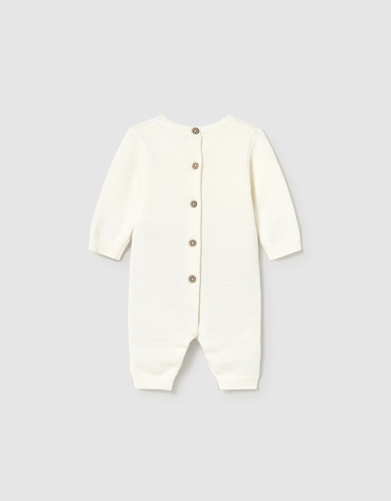 Mayoral Tricot Tan/Cream Romper