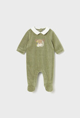 Mayoral Velour Collared Footie Green