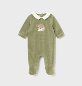 Mayoral Velour Collared Footie Green