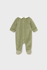 Mayoral Velour Collared Footie Green